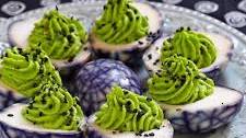 Spooky Spiderweb Deviled Eggs