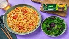 Super Cheesy Oven-Baked Tomato Risotto with Baby Leaf Salad
