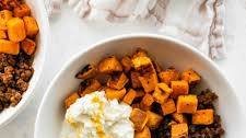 Sweet Potato Beef Cottage Cheese Bowl