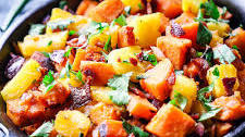 Sweet Potato Hash with Bacon and Pineapple
