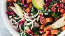 Thanksgiving Kale Salad with Maple-Tahini Dressing