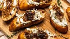 The Best Goat Cheese Crostini with Caramelized Onion