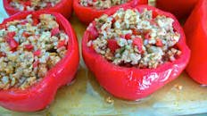 Turkey and Brown Rice Stuffed Bell Peppers