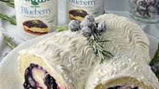 Vanilla Yule Log Cake with Blueberry Filling