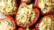 Vegetarian Stuffed Peppers with Chickpeas and Rice