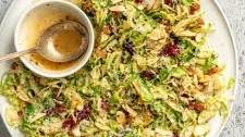 Warm Brussels Sprouts Salad with Maple Bacon Dressing