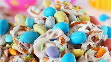 White Chocolate Pretzel Bark with Easter Candies Recipe
