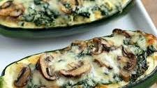Zucchini Boats stuffed with Spinach Mushroom Ricotta